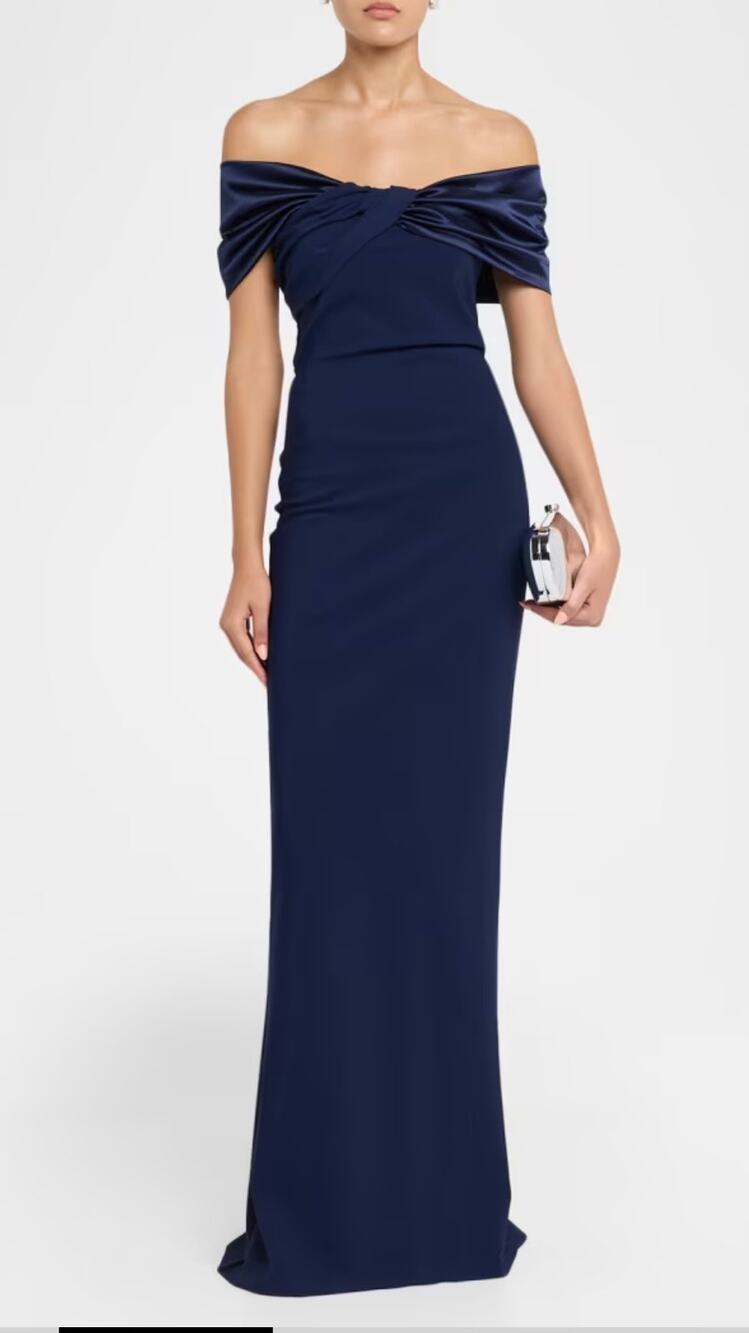 Chiara Boni La Petite Robe Vezia One-Shoulder Gown color navy size 6 (New)